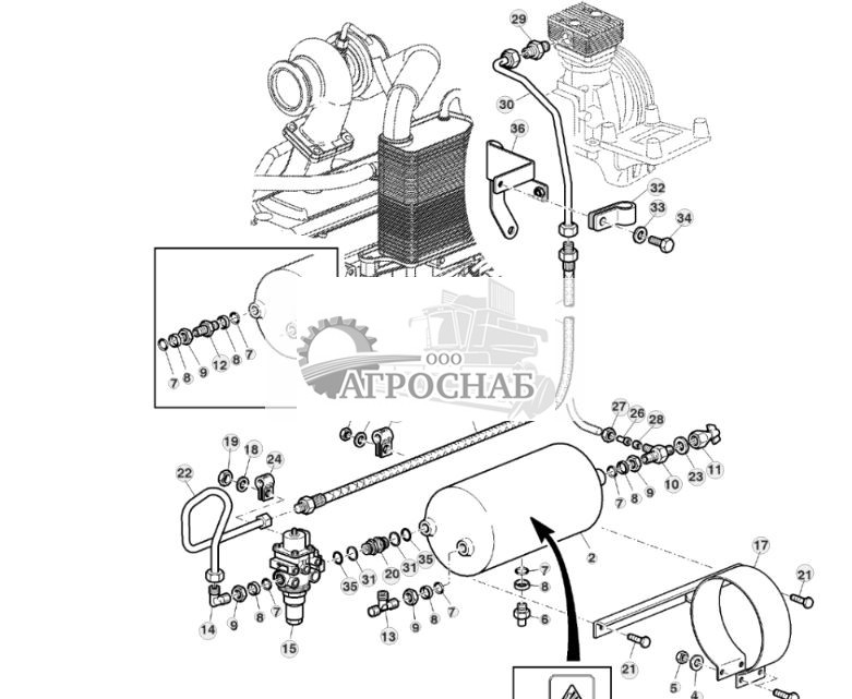 БАЛЛОН СО СЖАТЫМ ВОЗДУХОМ, КЛАПАН РЕГУЛИРОВКИ ДАВЛЕНИЯ, МАГИСТРАЛИ ПНЕВМОТОРМОЗА ПРИЦЕПА - ST209103 127.jpg